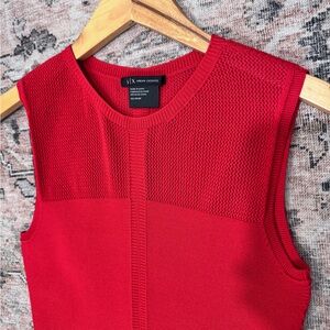 Armani Exchange Bright Red Knit Sleeveless Dress